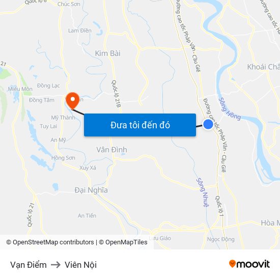 Vạn Điểm to Viên Nội map