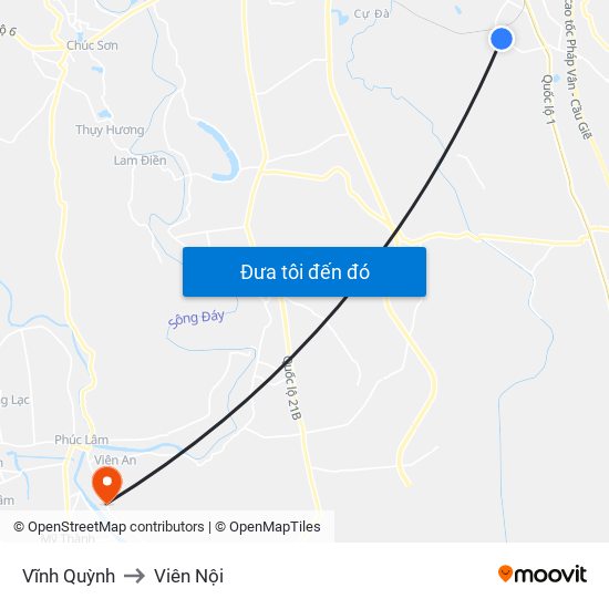 Vĩnh Quỳnh to Viên Nội map