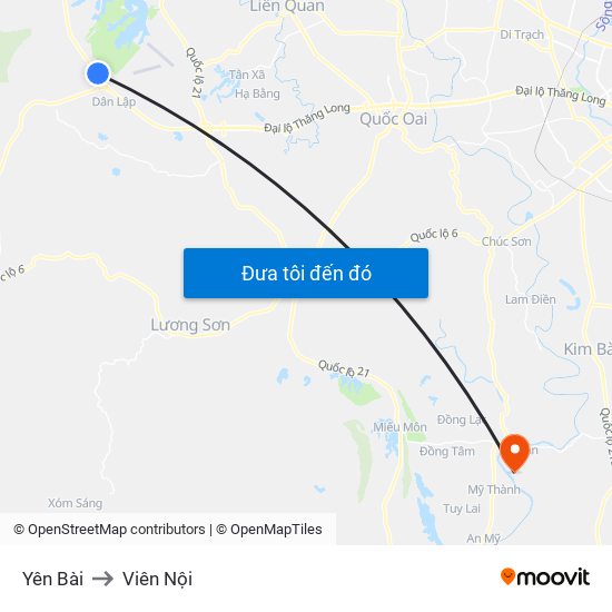 Yên Bài to Viên Nội map