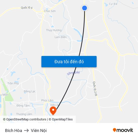 Bích Hòa to Viên Nội map