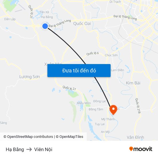 Hạ Bằng to Viên Nội map