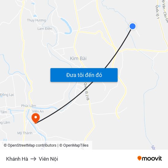 Khánh Hà to Viên Nội map