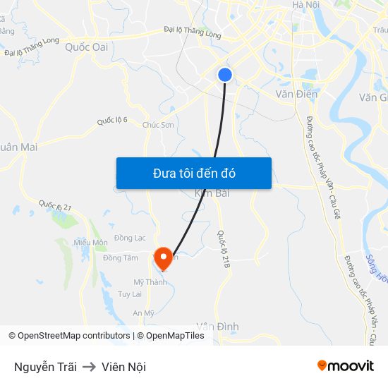 Nguyễn Trãi to Viên Nội map