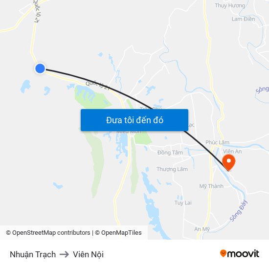 Nhuận Trạch to Viên Nội map