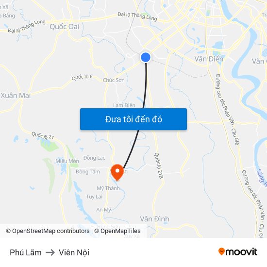 Phú Lãm to Viên Nội map