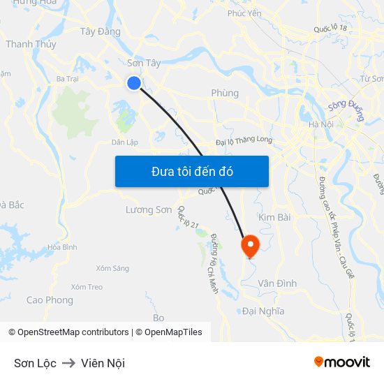 Sơn Lộc to Viên Nội map
