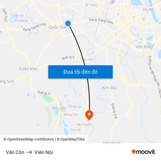 Vân Côn to Viên Nội map