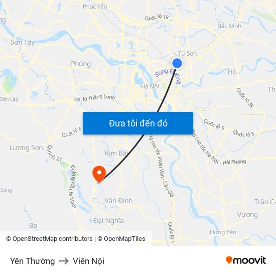 Yên Thường to Viên Nội map