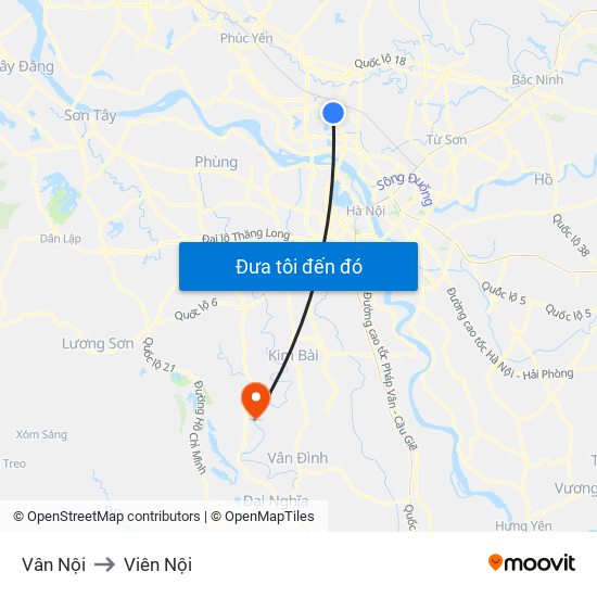 Vân Nội to Viên Nội map