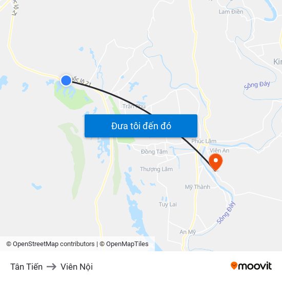 Tân Tiến to Viên Nội map