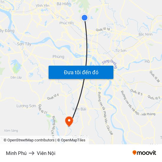 Minh Phú to Viên Nội map