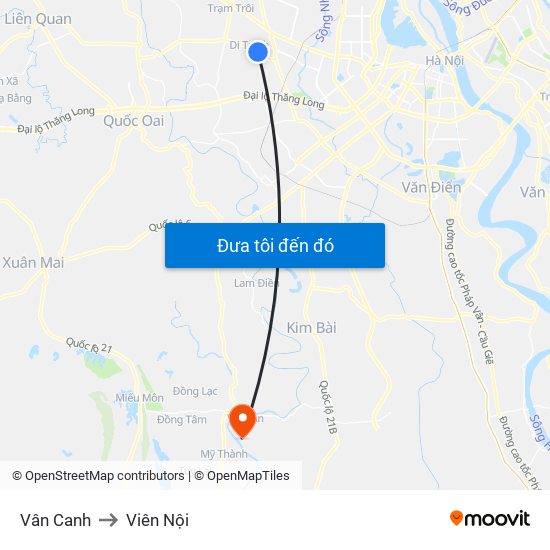 Vân Canh to Viên Nội map