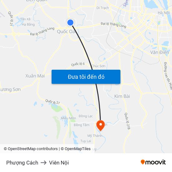 Phượng Cách to Viên Nội map