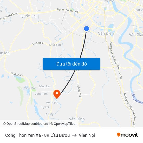 Cổng Thôn Yên Xá - 89 Cầu Bươu to Viên Nội map