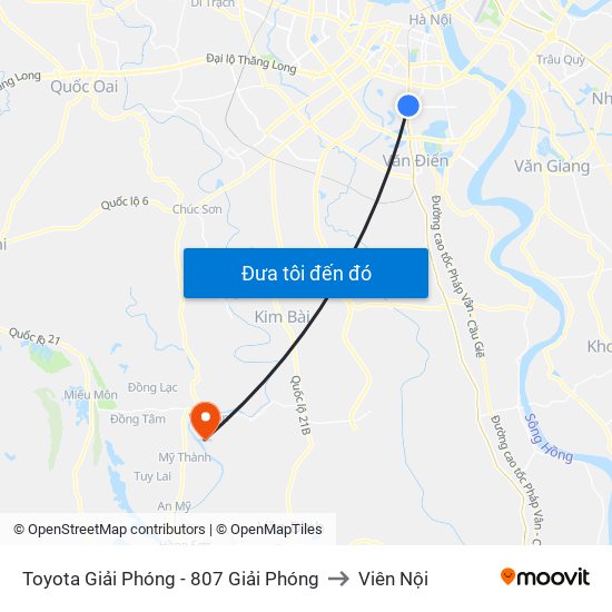 Toyota Giải Phóng - 807 Giải Phóng to Viên Nội map
