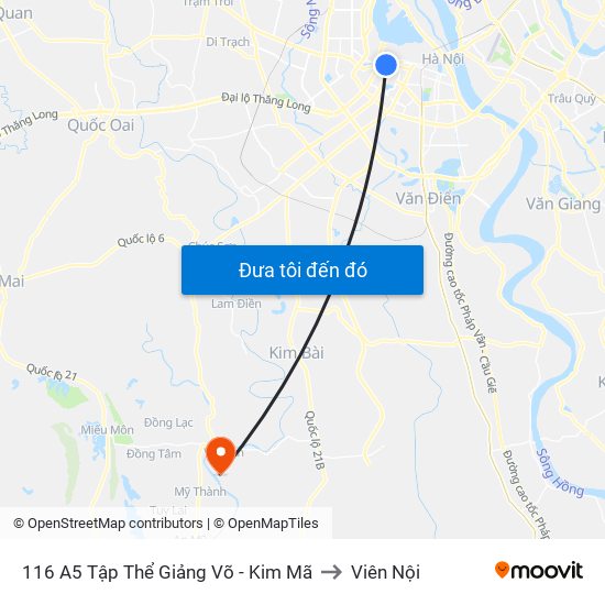 116 A5 Tập Thể Giảng Võ - Kim Mã to Viên Nội map