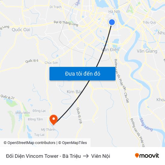 Đối Diện Vincom Tower - Bà Triệu to Viên Nội map