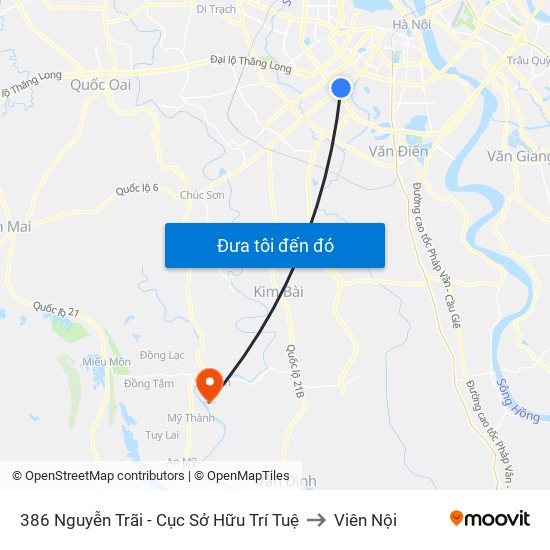 386 Nguyễn Trãi - Cục Sở Hữu Trí Tuệ to Viên Nội map