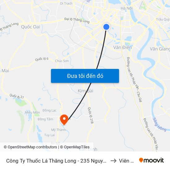 Công Ty Thuốc Lá Thăng Long - 235 Nguyễn Trãi to Viên Nội map