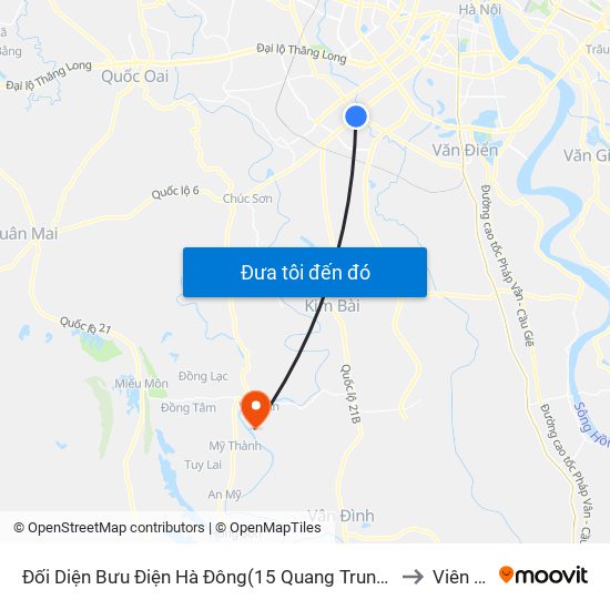 Đối Diện Bưu Điện Hà Đông(15 Quang Trung Hà Đông) to Viên Nội map