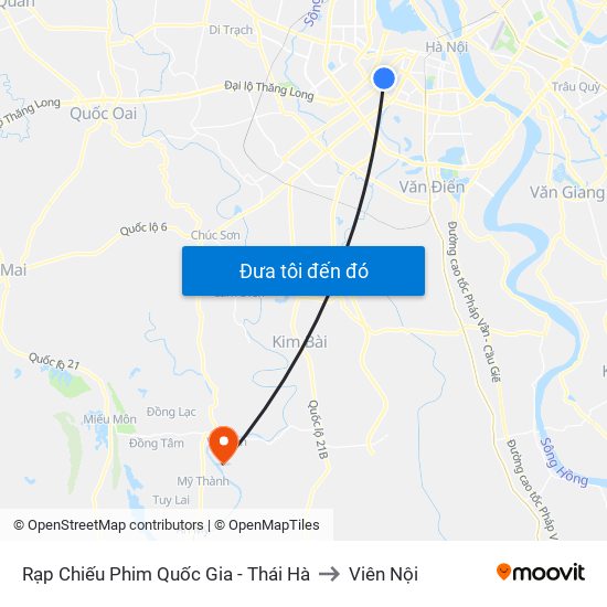 Rạp Chiếu Phim Quốc Gia - Thái Hà to Viên Nội map