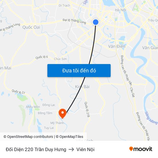 Đối Diện 220 Trần Duy Hưng to Viên Nội map