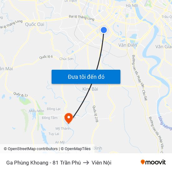 Ga Phùng Khoang - 81 Trần Phú to Viên Nội map