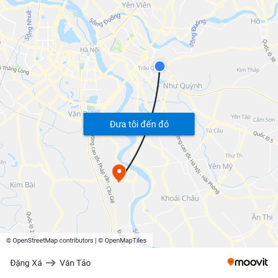 Đặng Xá to Vân Tảo map