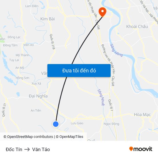 Đốc Tín to Vân Tảo map