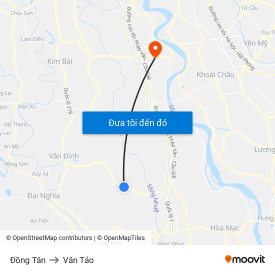 Đồng Tân to Vân Tảo map