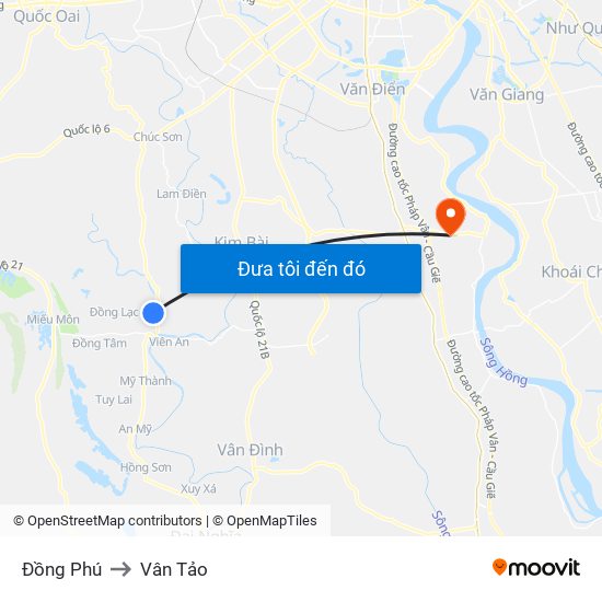 Đồng Phú to Vân Tảo map