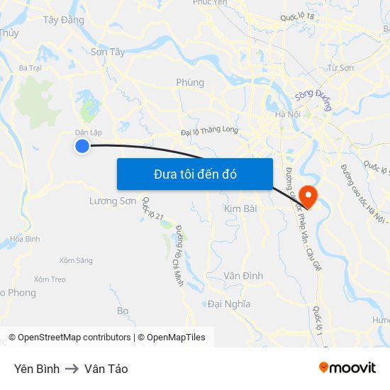 Yên Bình to Vân Tảo map