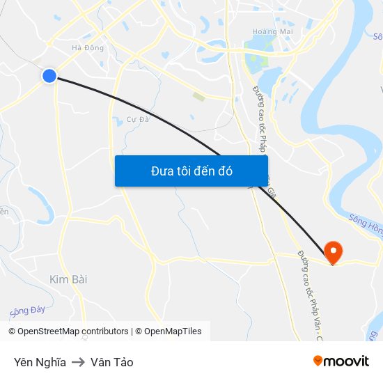 Yên Nghĩa to Vân Tảo map