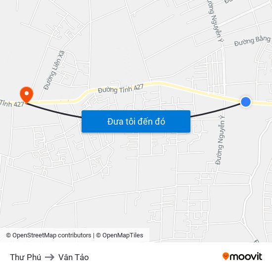 Thư Phú to Vân Tảo map