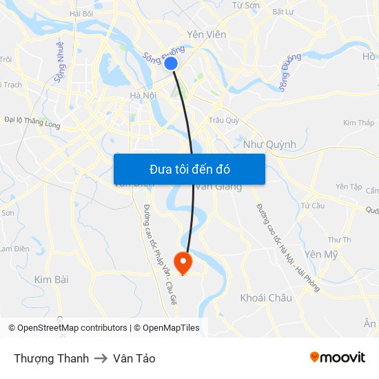 Thượng Thanh to Vân Tảo map