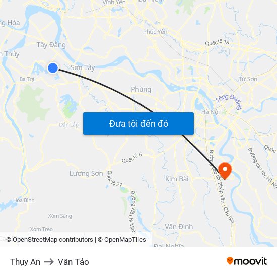 Thụy An to Vân Tảo map