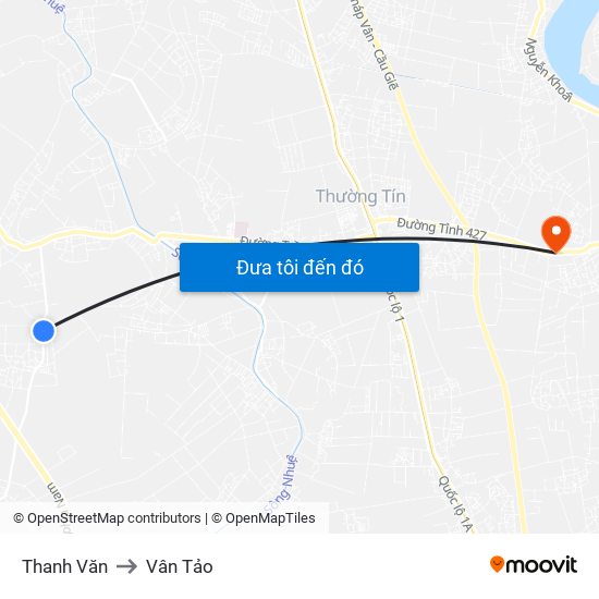 Thanh Văn to Vân Tảo map
