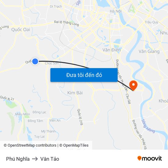 Phú Nghĩa to Vân Tảo map