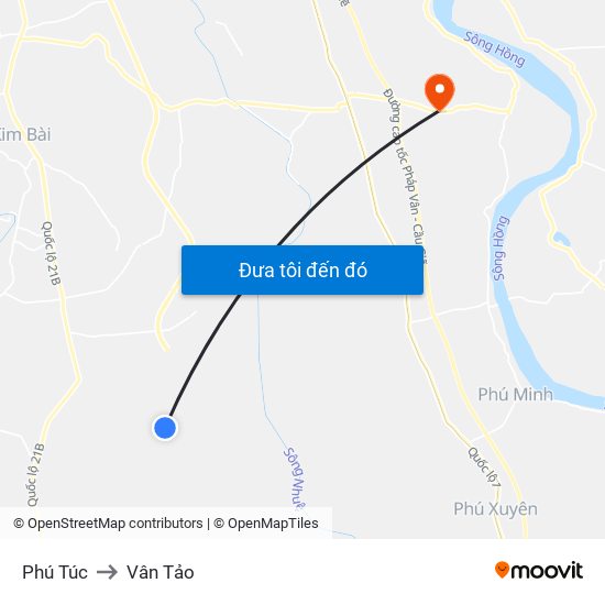 Phú Túc to Vân Tảo map