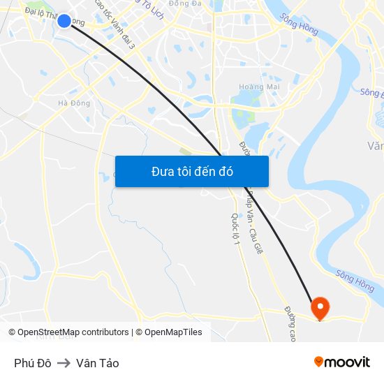 Phú Đô to Vân Tảo map