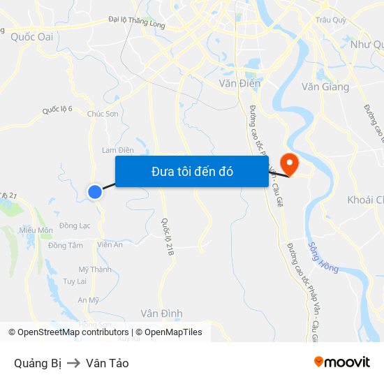 Quảng Bị to Vân Tảo map