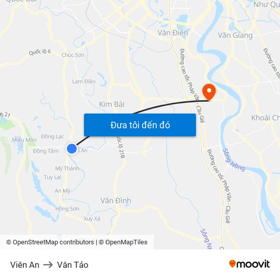 Viên An to Vân Tảo map