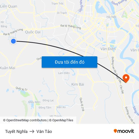 Tuyết Nghĩa to Vân Tảo map