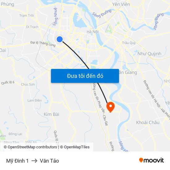 Mỹ Đình 1 to Vân Tảo map