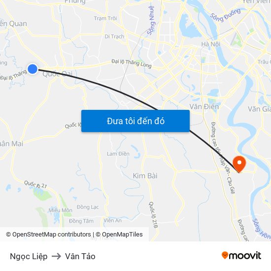 Ngọc Liệp to Vân Tảo map