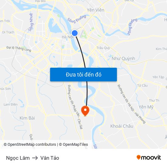 Ngọc Lâm to Vân Tảo map