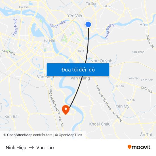 Ninh Hiệp to Vân Tảo map