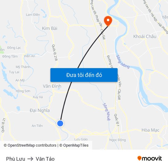 Phù Lưu to Vân Tảo map