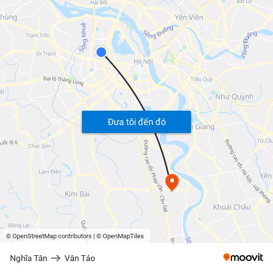 Nghĩa Tân to Vân Tảo map