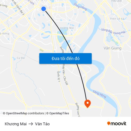 Khương Mai to Vân Tảo map